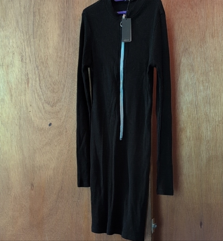 Monrow Black Long Sleeve Bodycon Dress